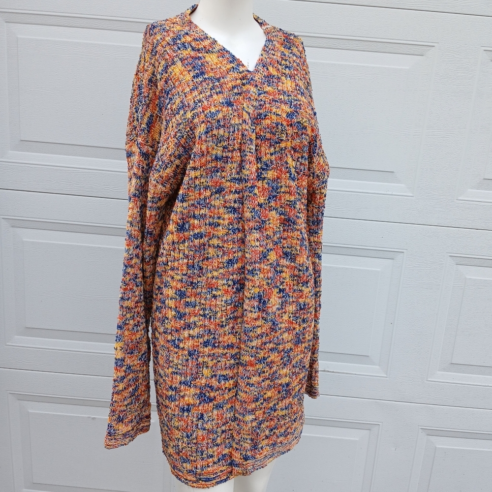 NEW nwot size XL Long Cardigan Duster Sweater Knit Shirt Top Orange Grannycore